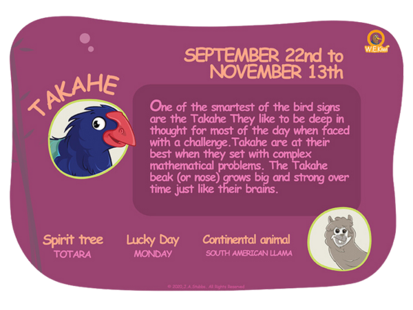 WEKiwi Bird Sign Takahe Sept - Nov